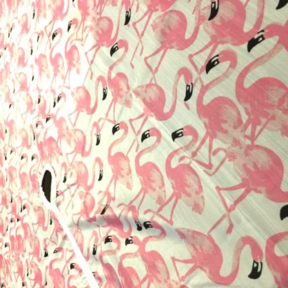 Pink Fabric Flamingo OUTDOOR Tablecloth 60x84 W/ Hole For Umbrella NEW  Br1